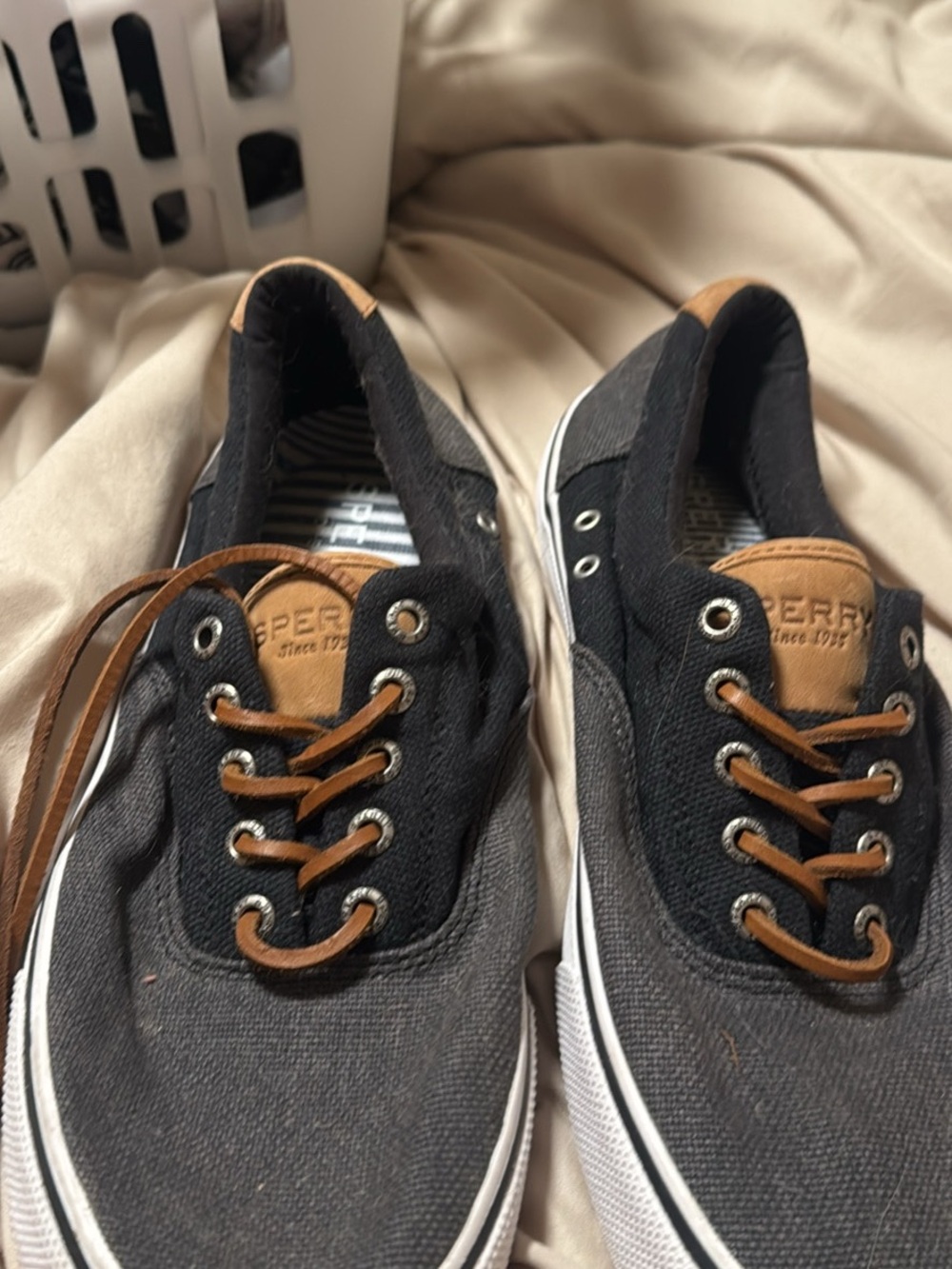 Sperry Men’s Canvas Boat Shoes in Black and Brown